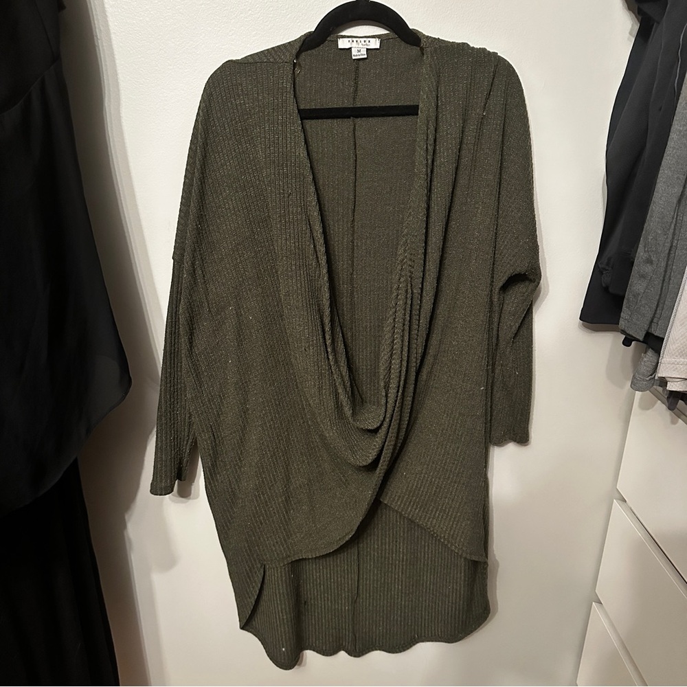 Olive Green Draped Sweater